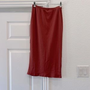 Burgandy Ribbed midi skirt